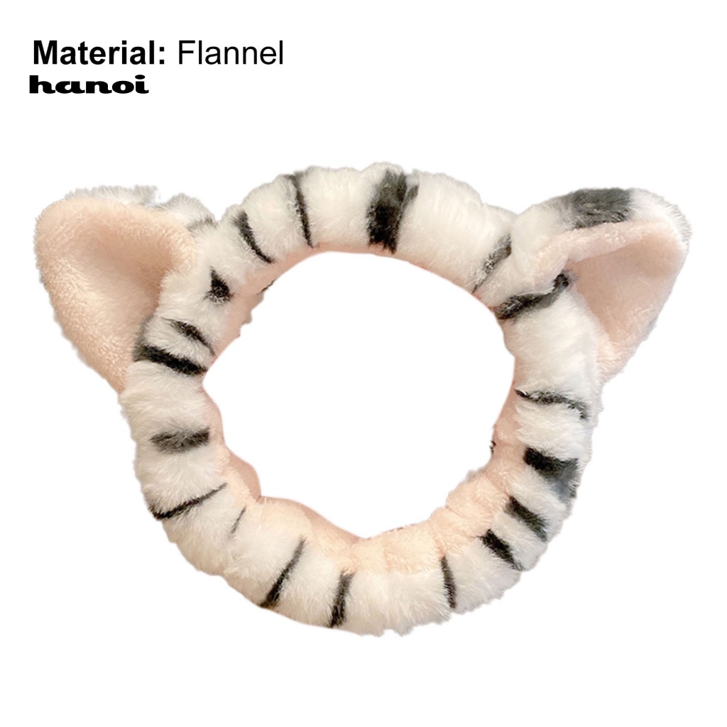 Băng Đô Cài Tóc Co Giãn Tốt In Họa Tiết Tai Hổ Hoạt Hình Cho Nữ Rửa Mặt