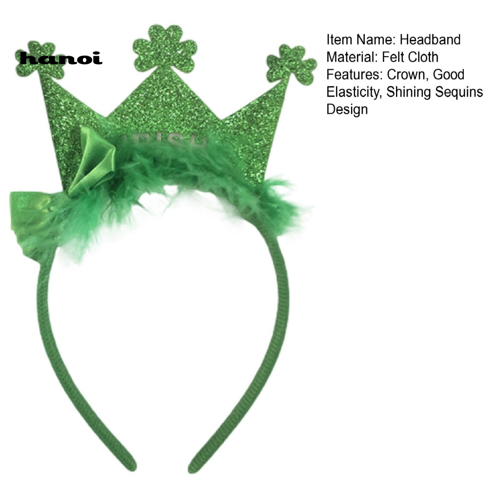 Băng Đô Hình Vương Miện Đính Kim Sa Lấp Lánh Màu Xanh Lá Dùng Hóa Trang
