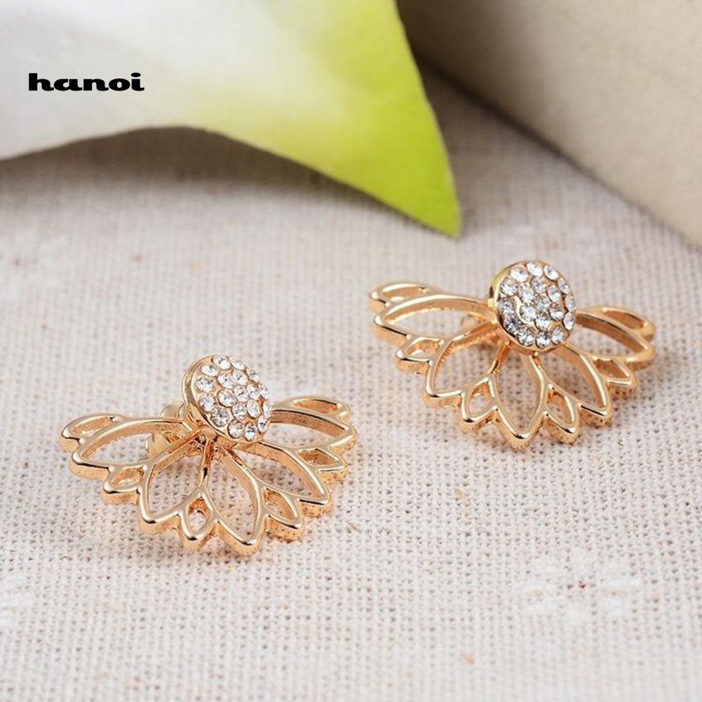 Đôi Khuyên Tai Kim Loại Đính Đá Màu Thời Trang Cho Nữ