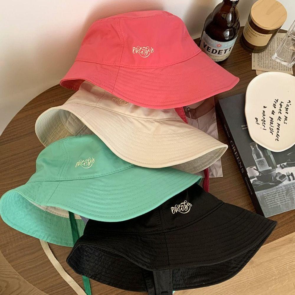 Fans strap bucket hats, show face lace-up women's caps, fashion sun protection wide-brimmed breathable basin hat ladies