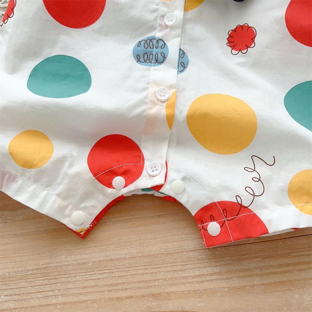 Áo Liền Quần Tay Ngắn Họa Tiết Chấm Bi / Gấu Trúc Nhiều Màu Thời Trang Mùa Hè Xinh Xắn Cho Bé Trai