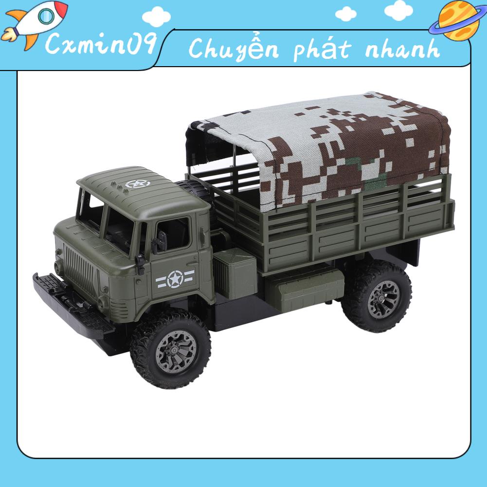 RisingGirl Điều khiển từ xa không dây Xe tải quân sự 4 bánh Off Road Đồ chơi mô hình xe RC có đèn