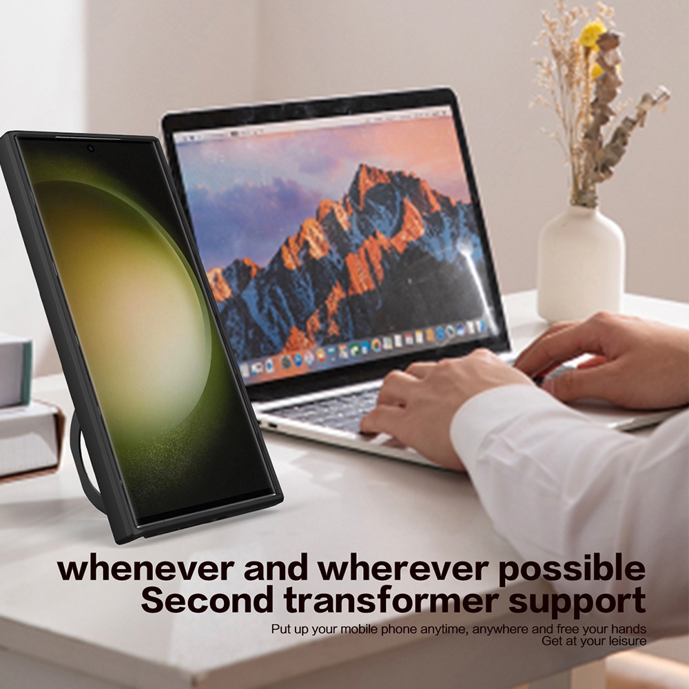 Ốp Điện Thoại Có Vòng Trượt Bảo Vệ Camera Cho Samsung Galaxy S23 S22 S21 Note 20 Ultra 5G