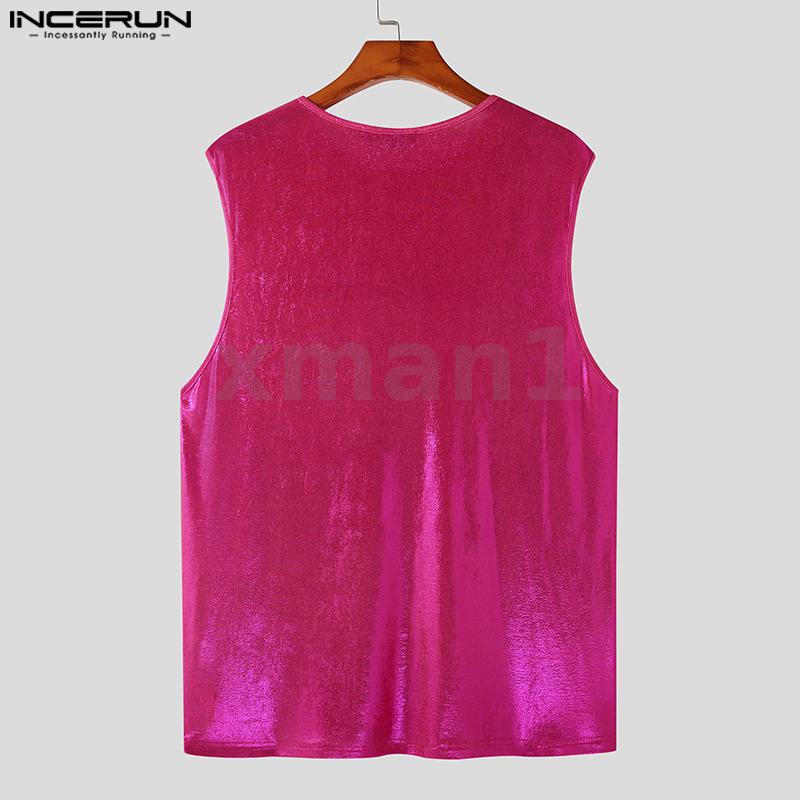 Áo Tank Top Sát Nách Cổ Tròn Đính Kim Tuyến Lấp Lánh Kiểu Vintage Cá Tính Cho Nam