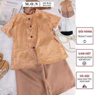Set áo bà ba bé gái gấm tơ như trà