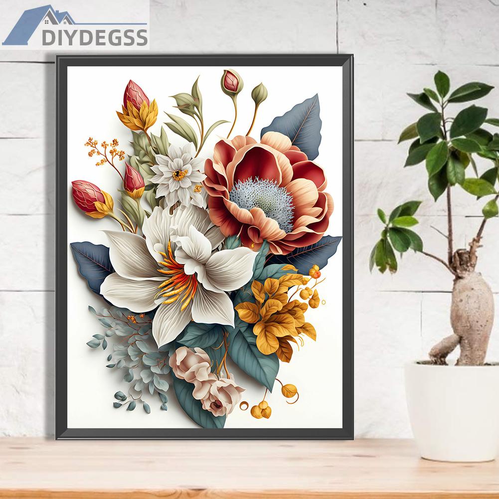 Tranh Đính Đá Kim Cương Toàn Bộ 5D DIY Hình Vẽ Hoa Trang Trí Nhà Cửa
