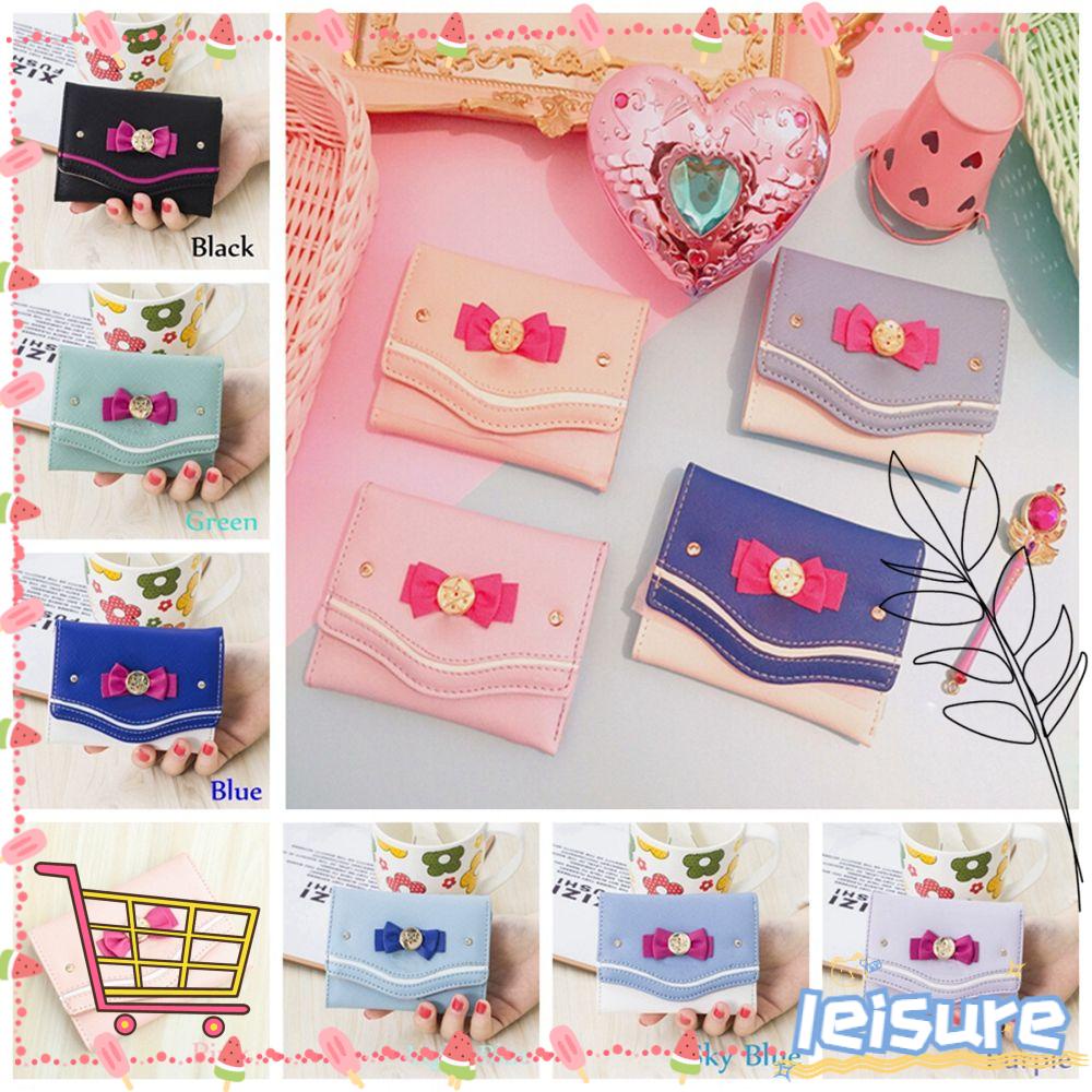 ♫DAPHNE♫ New Short Wallet Candy Color PU Leather Clutch Purse Women Fashion Sailor Moon Bow Knot Hot Sale Card Coin Bag/Multicolor
