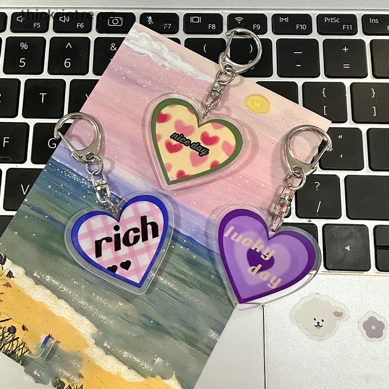 Móc Khóa Hình Trái Tim Bằng Acrylic Y2K Nhiều Màu Sắc Xinh Xắn