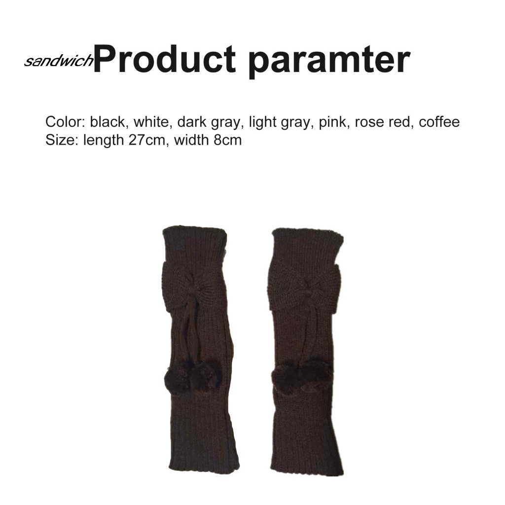 Vớ Ống Chân Dệt Kim Giữ Ấm Màu Trơn Đính Nơ Và Bóng Lông Dễ Thương Cho Bé Gái