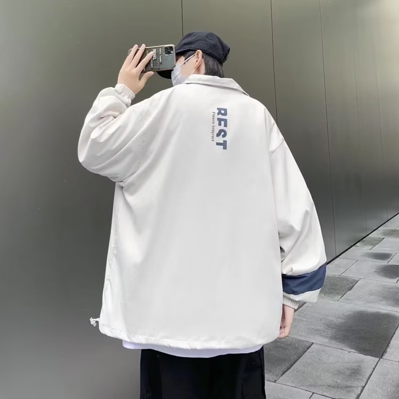 Áo khoác kaki nam thời trang hàn quốc cotton áo khoác dây kéo  loose simple retro unisex jacket bigsize thể thao dây kéo áo khoác 2 lớp