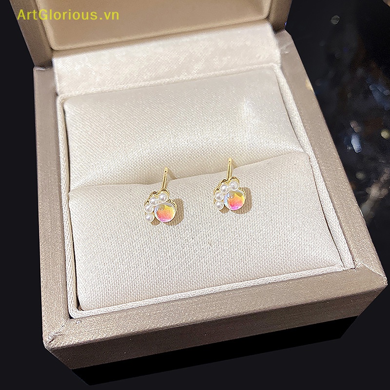 1 Cặp Bông Tai Hình Dấu Chân Mèo Đính Ngọc Trai Giả Dễ Thương Phong Cách Hàn Quốc Dành Cho Nữ