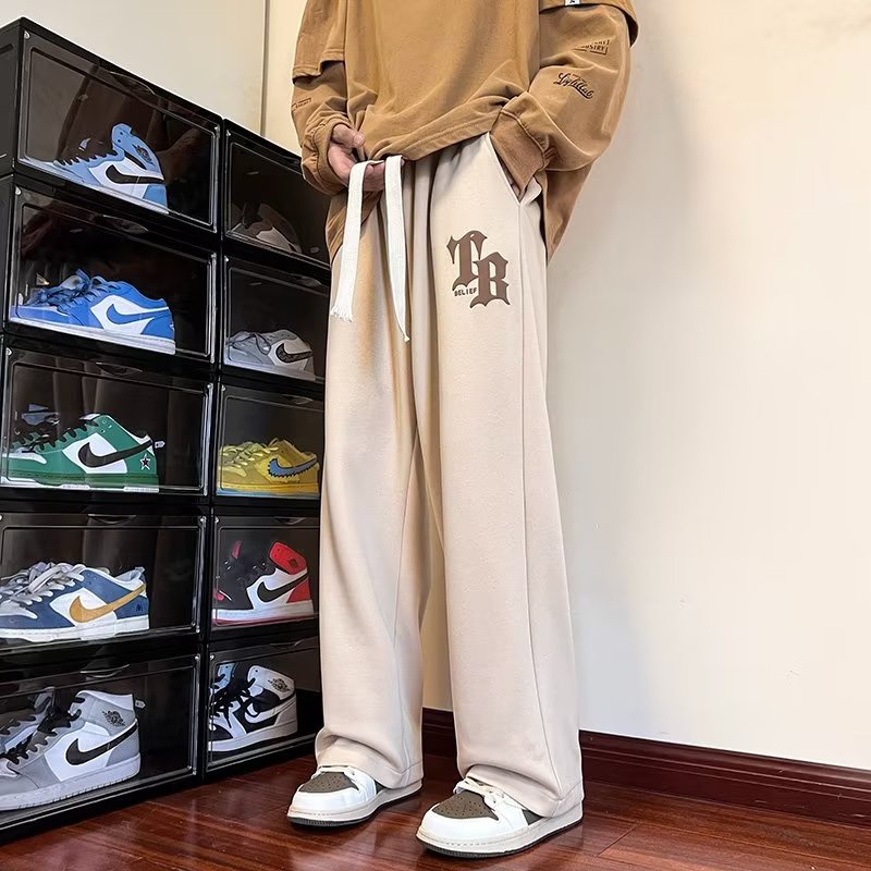 Quần thư giãn thời trang dành cho nam giới Xuân Thu mỏng Quần thể thao nam rộng thùng thình chân rộng