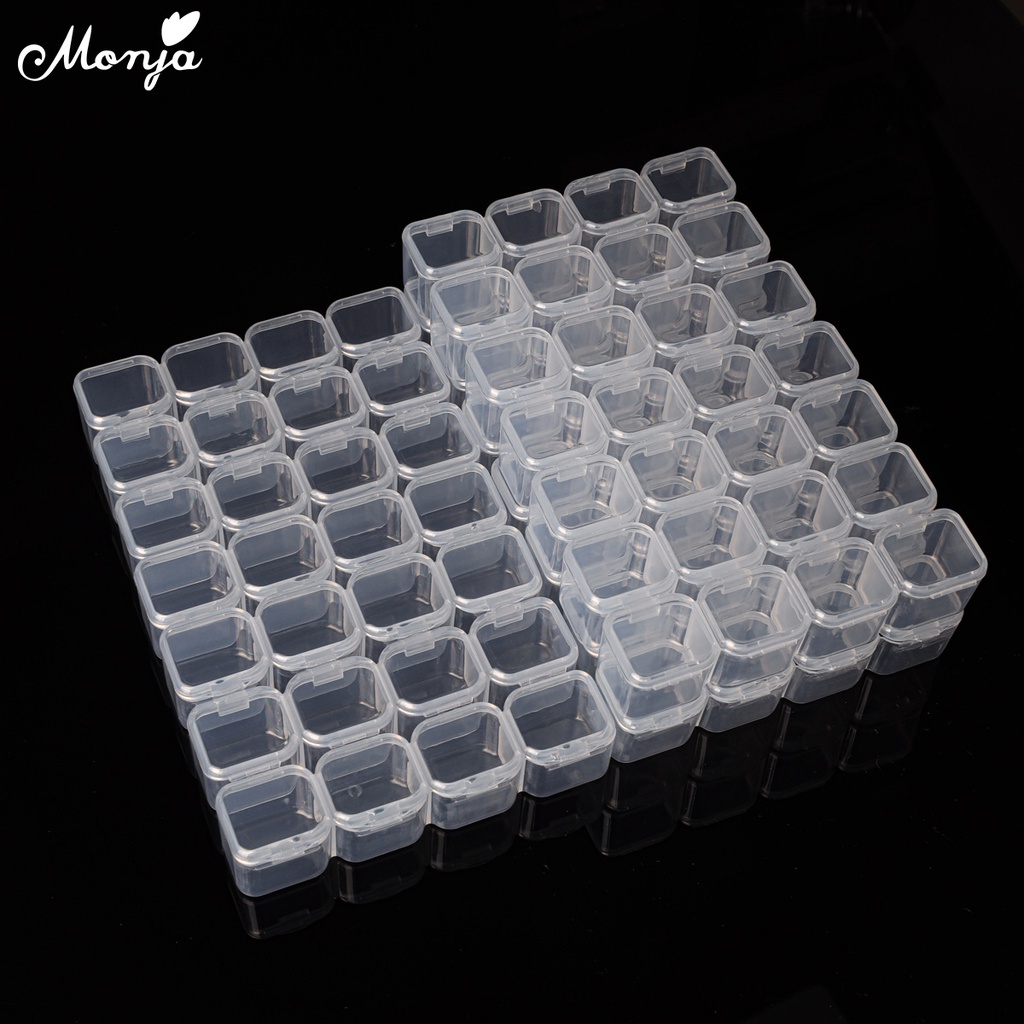 Monja Hộp Nhựa 112 Ngăn Đựng Phụ Kiện Làm Móng Kim Cương Đa Năng Hình Chữ Nhật