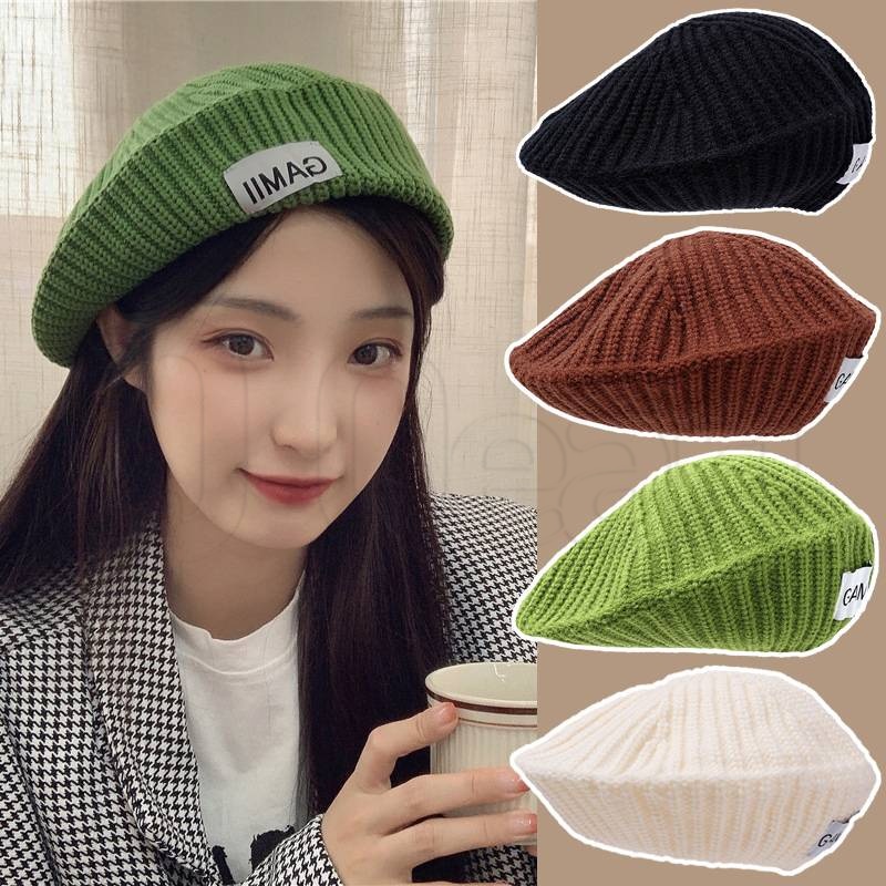 Mũ Beret Dệt Kim Mềm Mại Màu Trơn Phong Cách Anh Quốc Thời Trang Thu Đông Cho Nữ