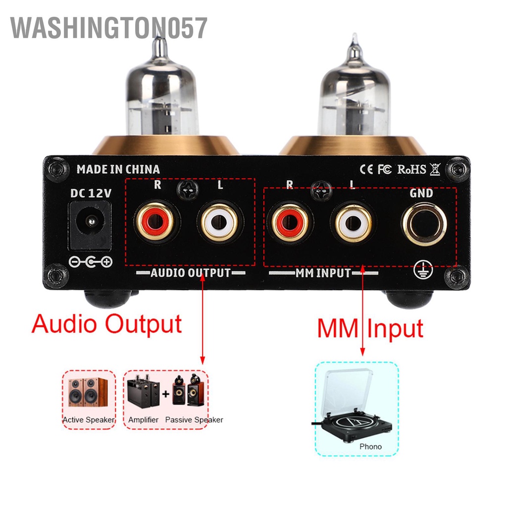 Có thể bán buôn Bộ khuếch đại phono MM 110-240V RCA mạ vàng washington057 Hàng giao ngay