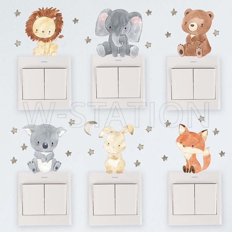 Miếng Dán Trang Trí Công Tắc Điện / Tường Tự Dính Hình Động Vật Hoạt Hình Dễ Thương DIY
