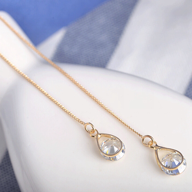 Khuyên Tai Bạc Dáng Dài Phối Tua Rua Đơn Giản Thời Trang Cho Nữ