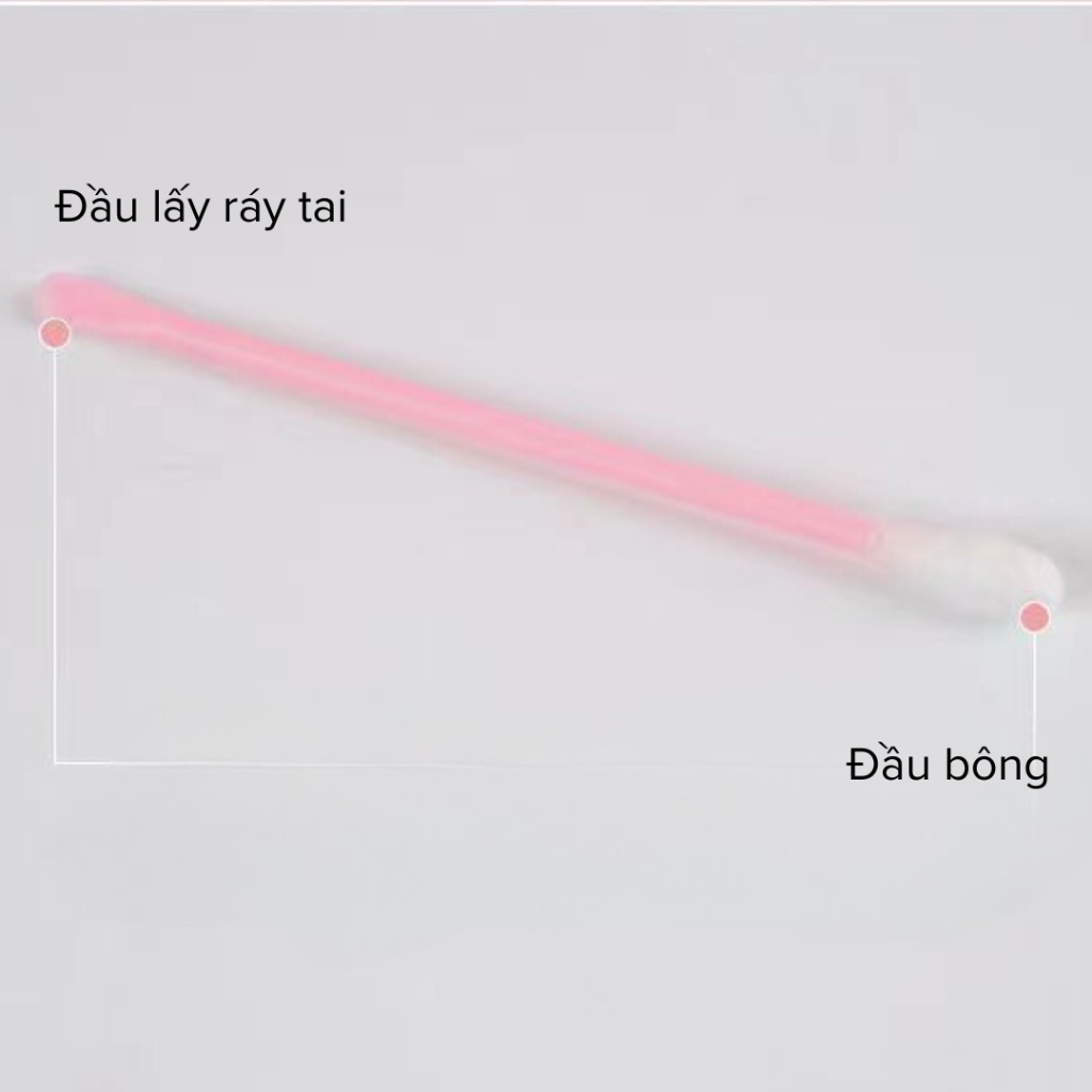 Hộp 100 Tăm Bông Cải Tiến 2 Đầu, 1 Đầu Lấy Ráy Tai, 1 Đầu Bông Thấm Hút Tốt, Không Sơ Bông