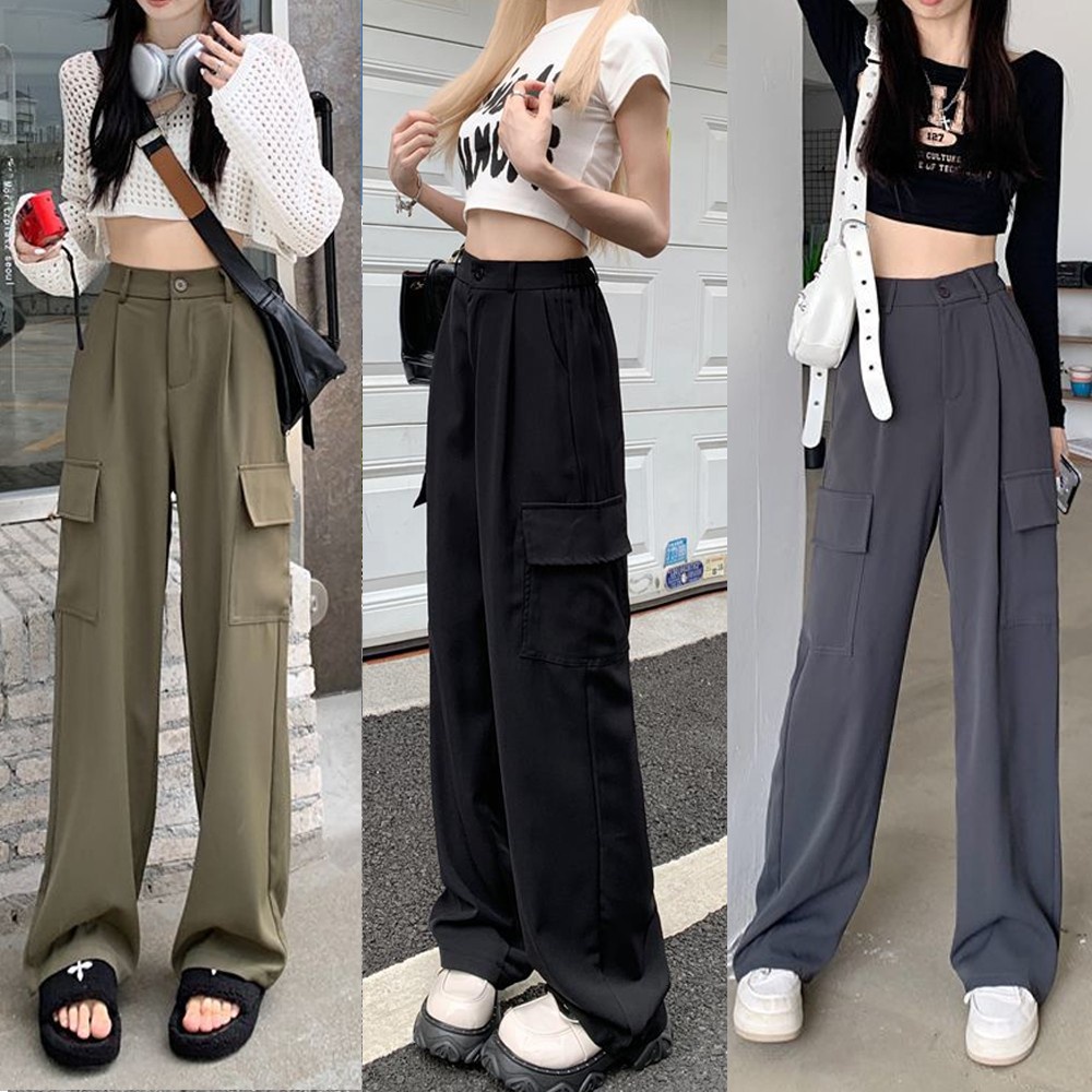 Quần kaki túi hộp, quần ống suông nữ chất kaki bền đẹp, QS51 kaki túi hộp