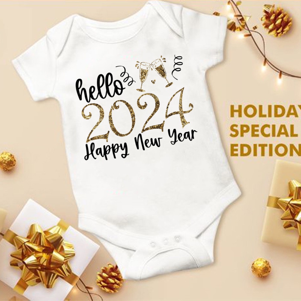 Áo Liền Quần Tay Ngắn In Chữ hello Kitty 2024 Cho Bé Sơ Sinh