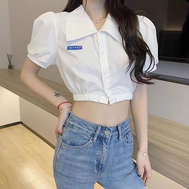 Áo Croptop Ngắn Tay Phong Cách Hàn Quốc Thời Trang Cho Nữ