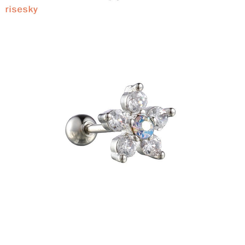 1 Khuyên Tai Xoắn Ốc Đính Đá Zircon Hình Hoa Đơn Giản Thời Trang Dự Tiệc Cho Bạn Gái