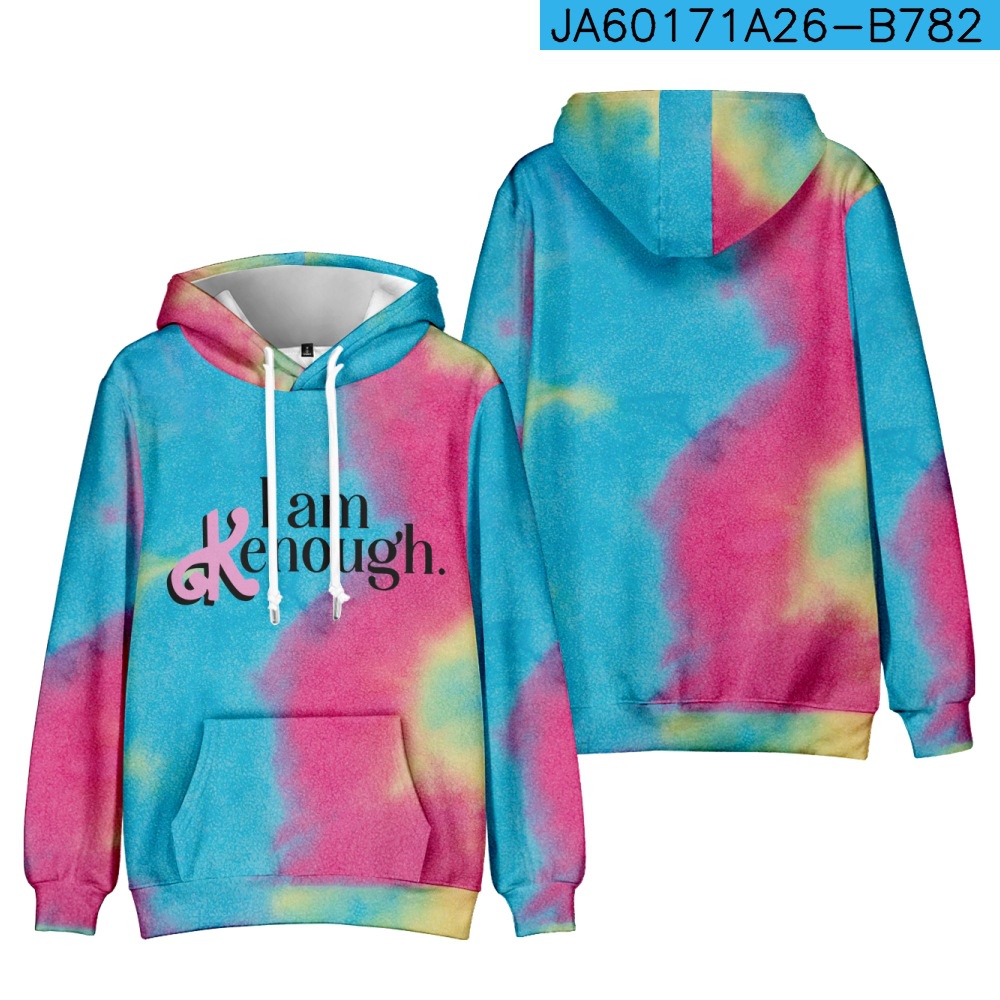 Phim barbie ken hoodie i am kenough cosplay 3d tie dye sweatshirt dài tay unisex thời trang hàng đầu áo pull cộng với kích thước