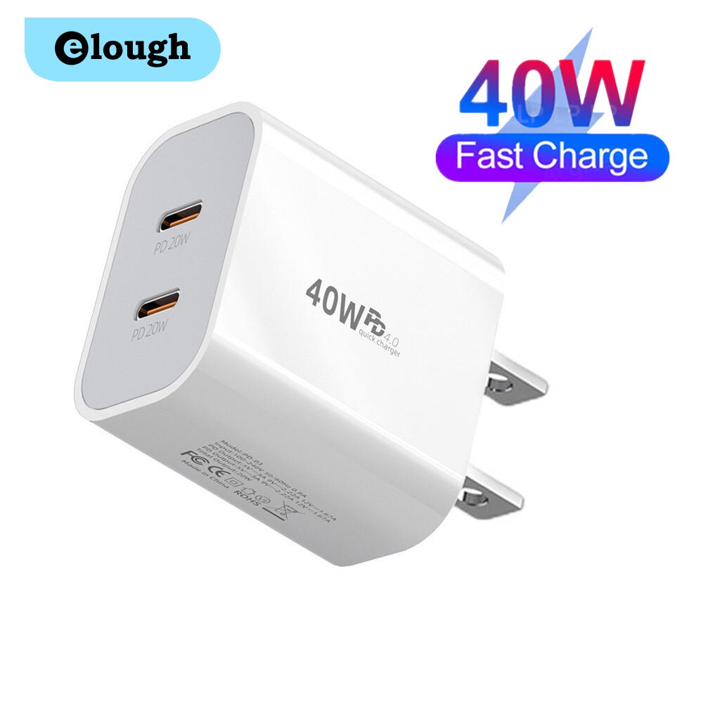 Cục Sạc Nhanh Elough 40W PD Kép USB C Sạc Nhanh Loại C