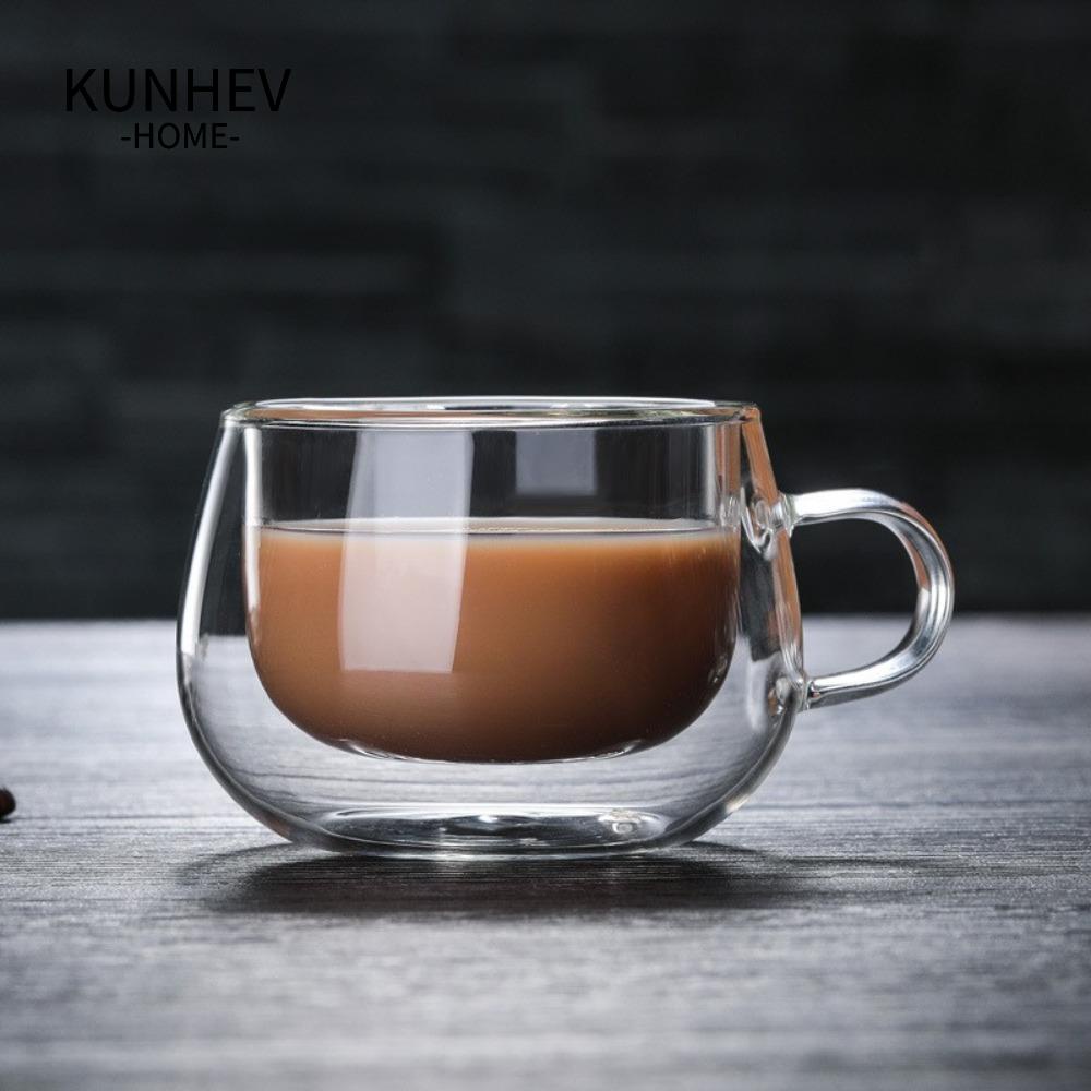 KUNHEV Cốc Thủy Tinh Mini Hai Lớp Cách Nhiệt Cao Trong Suốt