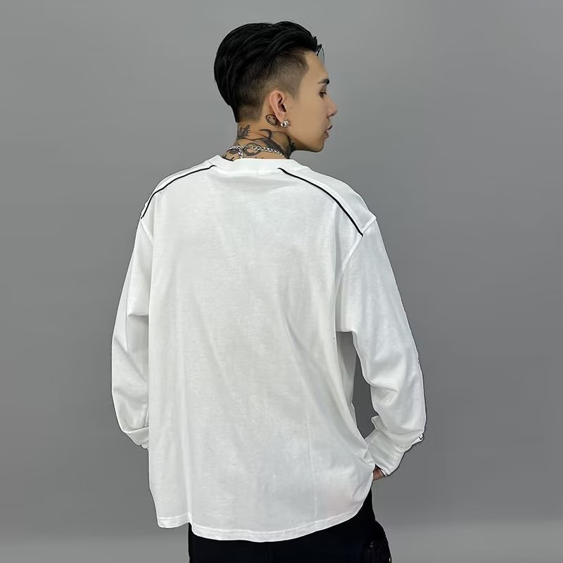 Sinransinya Áo Tay Dài Dáng Rộng Phong Cách hip hop Đường Phố Mỹ Thời Trang Cho Nam