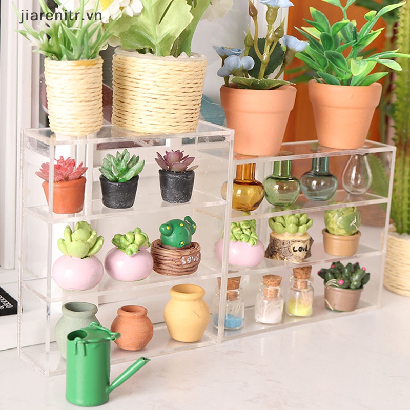 Ji 1pc 1:12 dollhouse miniature multi-layer rack tủ lưu trữ kệ trưng bày tủ trưng bày nhà bếp nội thất gia đình mô hình trang trí đồ chơi vn