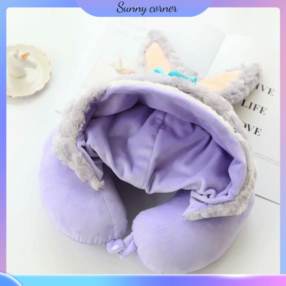 Sunny corner Có hàng sẵn Gối Hình Chữ U Có Mũ Trùm Đầu Hoạt Dễ Thương Du Lịch Bông PP Cổ Cho Ghế Ngồi Máy Bay