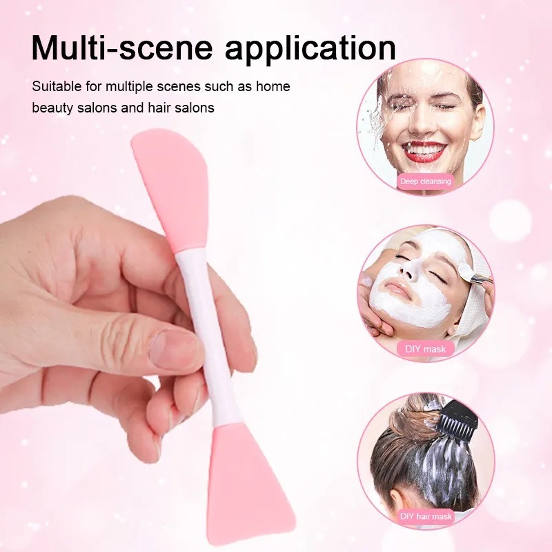 Double-ended silicone mask brush / soft flat head mud mask application brushes / dụng cụ chăm sóc da làm đẹp da mặt có thể tái sử dụng chuyên nghiệp