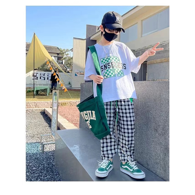 Áo Thun 100% Cotton Tay Ngắn Dáng Rộng Thời Trang Cho Bé Trai 2023