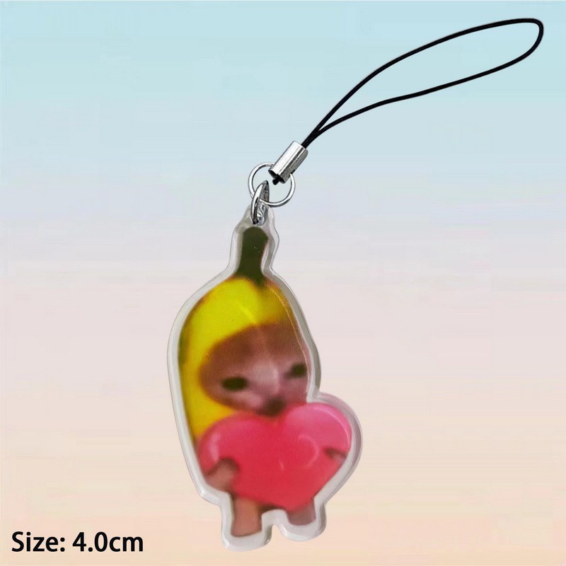 Móc khóa MÈO CHUỐI Banana Cat khóc nhè, mèo Happy Cat trang trí balo, chìa khóa dễ thương cute Mèo méo meo mèo meo