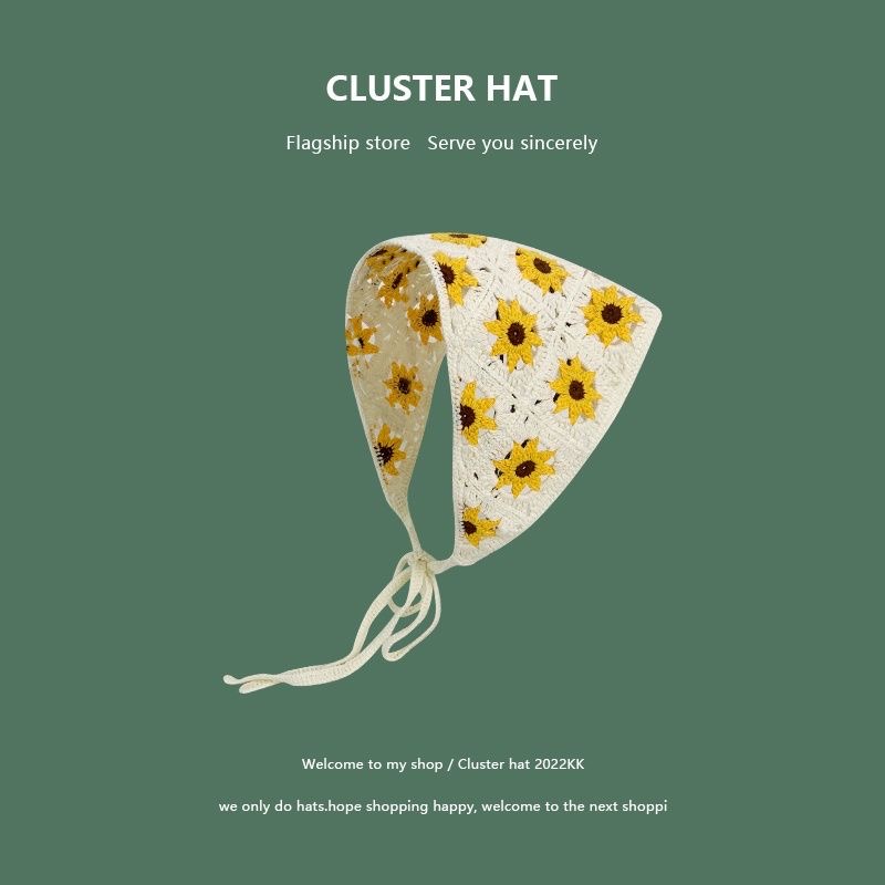 Băng Đô Cài Tóc Hình Tam Giác In Họa Tiết Hoa Cúc Dễ Thương Thời Trang Xuân Thu Phong Cách