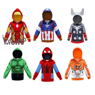 Áo khoác hoodie có khóa kéo hình người nhện hoạt hình cho bé trai / bé gái