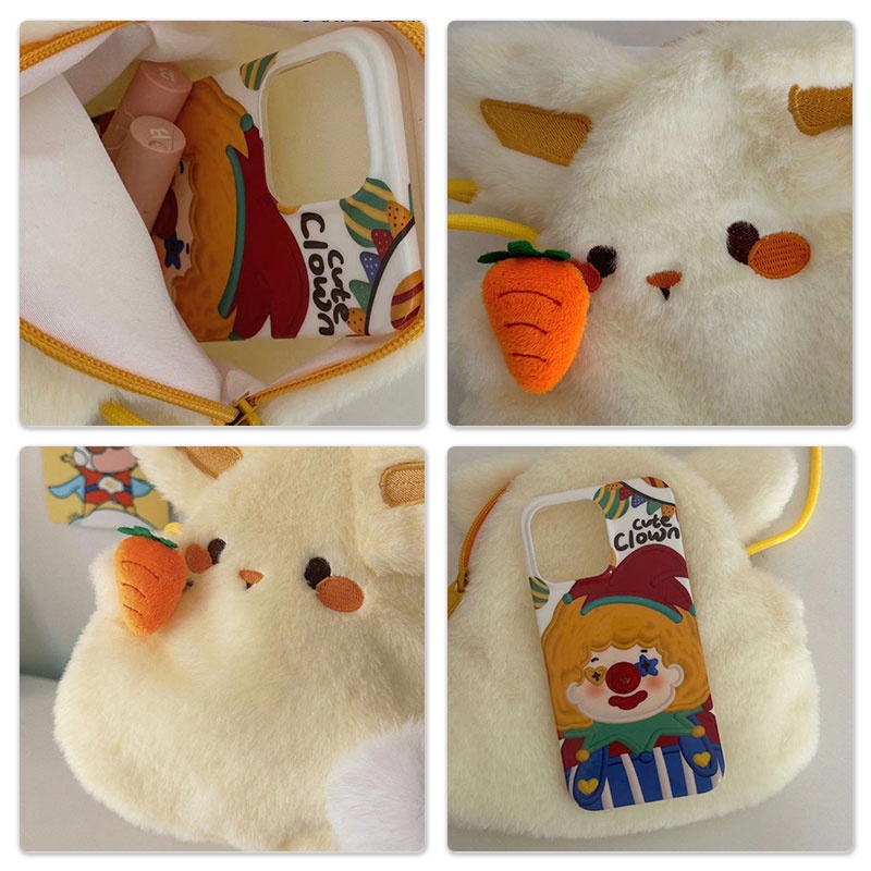 Mr.puffer Túi Đeo Chéo Nhỏ Hình Thỏ Cà Rốt Nhồi Bông Dễ Thương Dành Cho Mẹ Và Bé