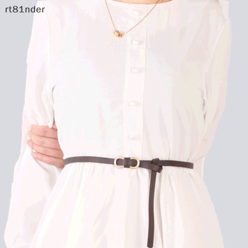 Rt women's solid color belt simple all-match không có lỗ da pu trang trí thắt lưng mỏng cho bé gái váy áo sơ mi mùa hè dây thắt lưng nhỏ n