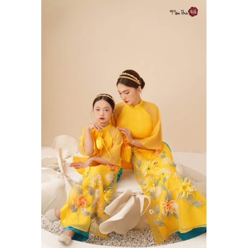 🥰 sét áo dài câch tân tết bé gái cao cấp hàng thiết kế đẹp nhẹ nhàng cam kết ảnh thật đín hoa nổi