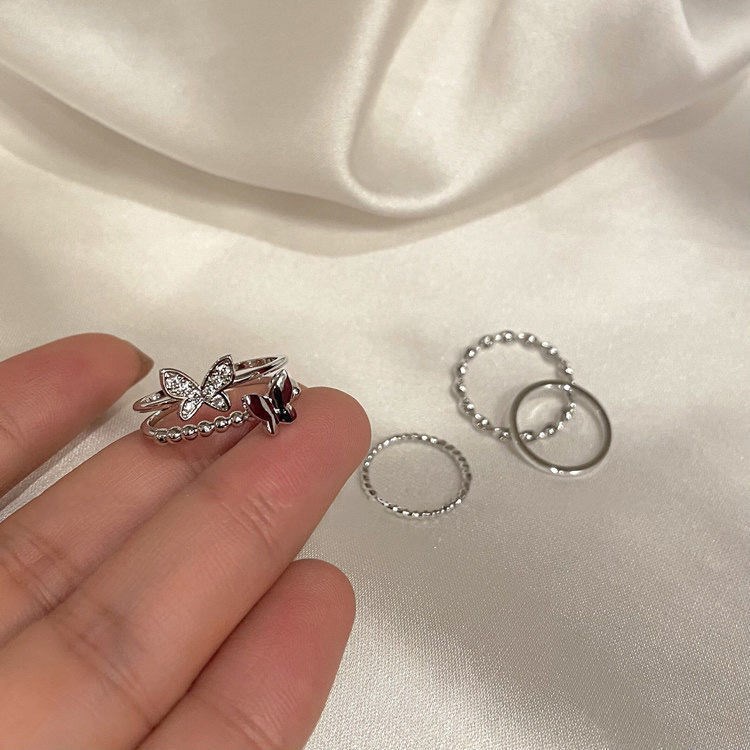 Set 4 Nhẫn Thiết Kế Hình Bướm Sang Trọng Thời Trang