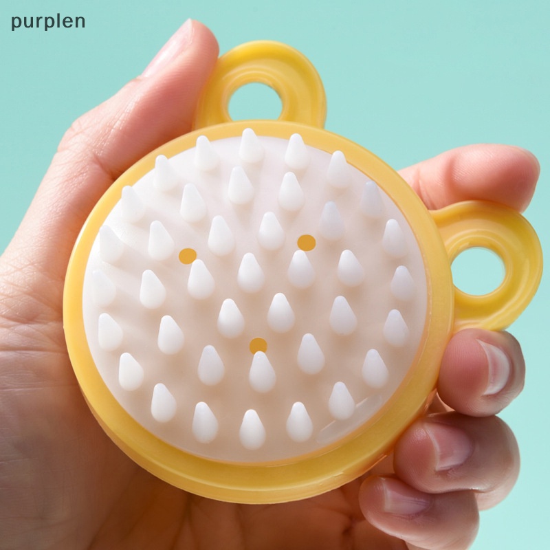 Purplen nhiều công dụng lược da đầu & massage toàn thân bàn chải gội đầu lược silicon làm sạch bàn chải đánh răng mềm dễ dàng treo dụng cụ chăm sóc tóc en