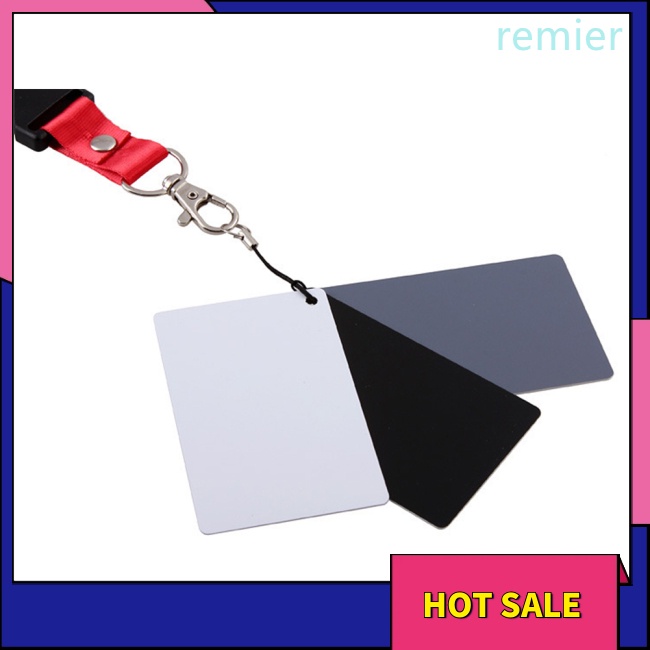 Re 3 in 1 white black grey balance cards 18-degree small grey card with neck strap phụ kiện chụp ảnh