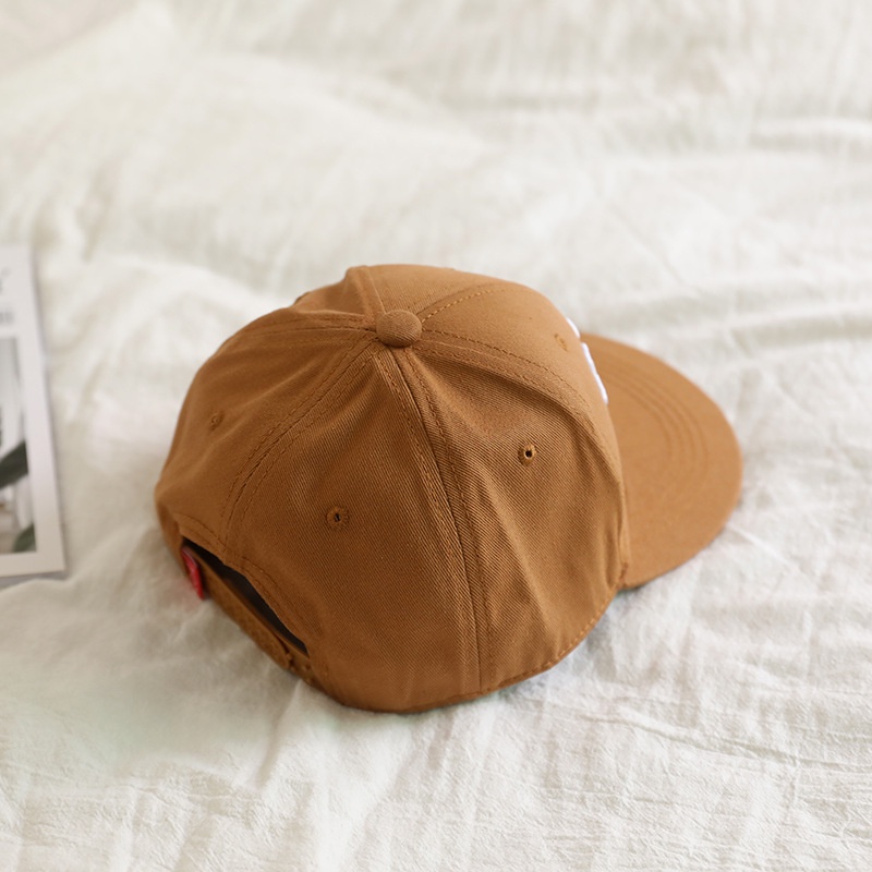 Trẻ em mũ vành phẳng boston chữ thêu hip hop màu rắn trẻ em mũ bóng chày mũ chống nắng ngoài trời hàn quốc mũ đi biển