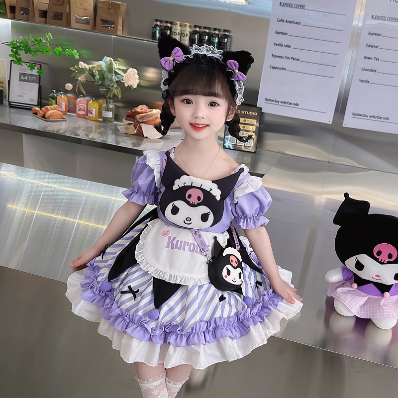 Đầm Công Chúa Hai Dây Mùa Hè Phong Cách kuromi lolita Mới Cho Bé Gái