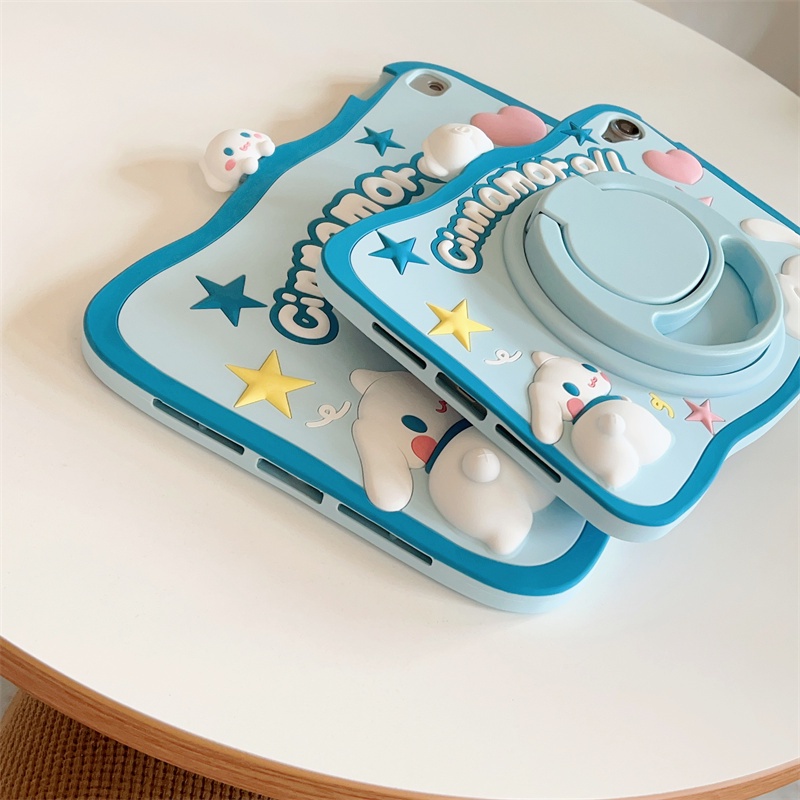 Dành cho ipad 10 pro phim hoạt hình 3d dễ thương sanrio cinnamoroll 360° Vỏ silicon có thể xoay được cho ipad pro 11 / ipad 10.2 / ipad 9.7 / ipad air 4 air5 / ipad mini 6 5 4 3 2 1 vỏ máy tính bảng mềm