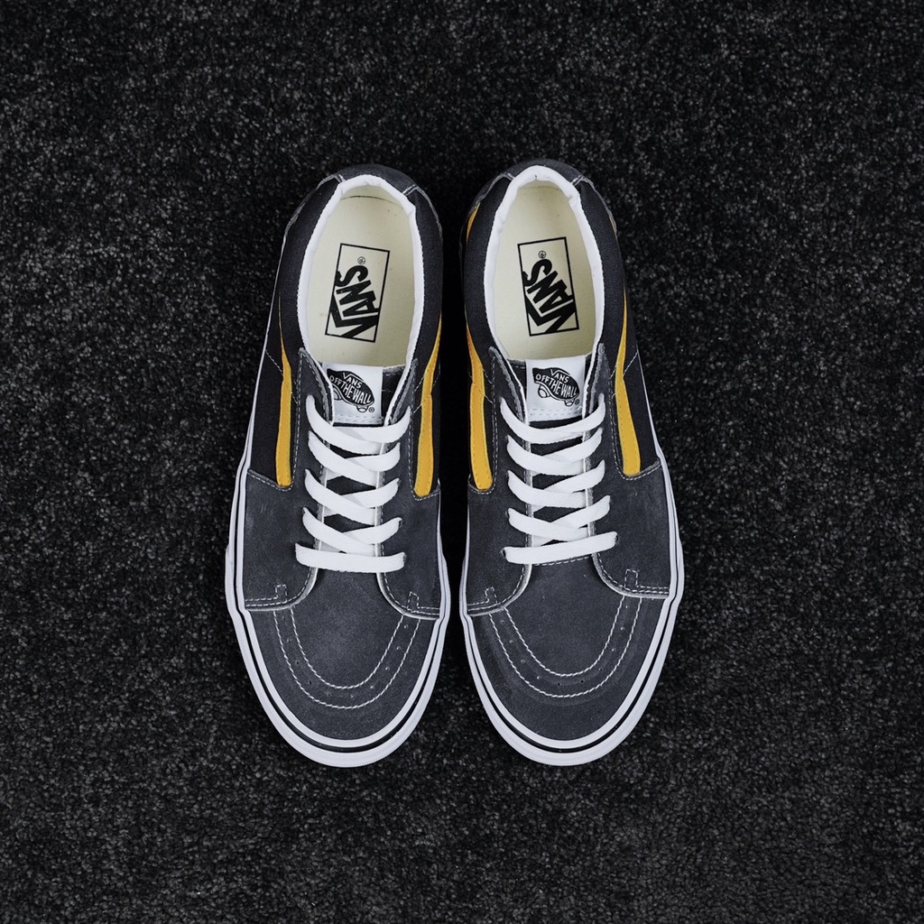 Vans sk8-low grey yellow casual canvas shoes retro skateboard low top casual sneakers shose