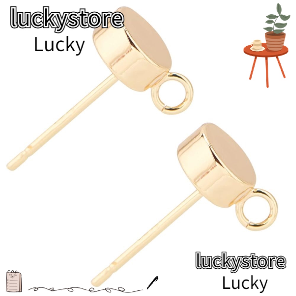 Bông tai đĩa lucky dot, ghim bạc sterling 6 * 9,3mm bông tai đinh tán mạ vàng, vòng đựng bằng đồng thau bông tai tròn phẳng bài đăng cho quà tặng ngày kỷ niệm