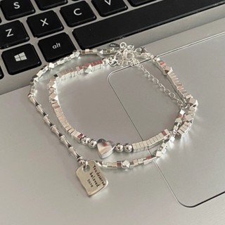 【Miễn phí vận chuyển Vòng tay hình trái tim hình học vòng tay cặp đôi nam nữ không phai màu phụ kiện khí chất siêu đẹp tặng bạn bè