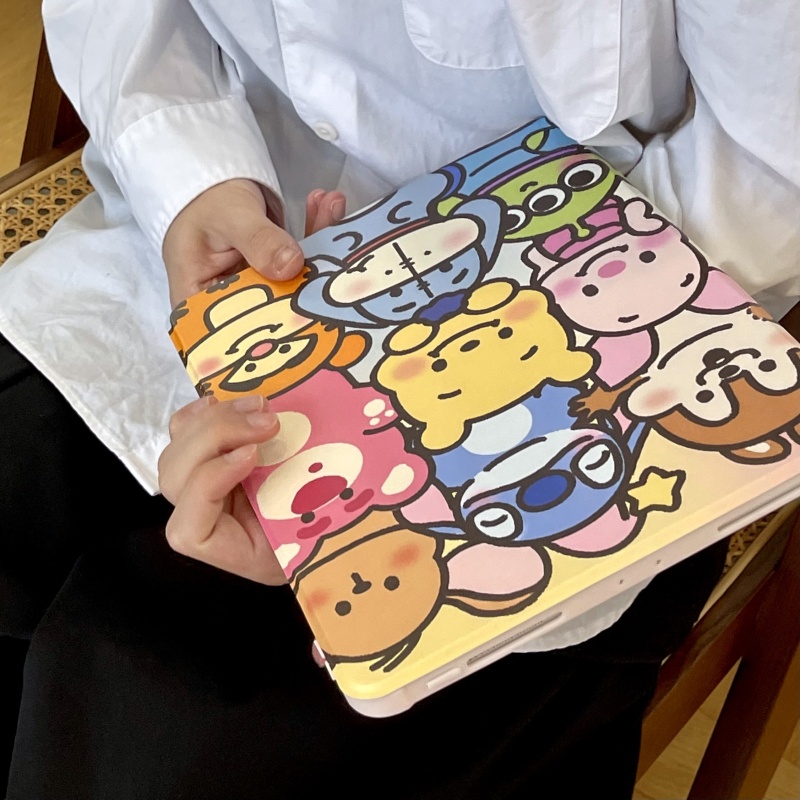 Máy tính bảng gấu dễ thương silicone mềm chống sốc cho ipad mini 6/5 ipad 9,7 5 6th air 3/4/5 ipad 10,2 7th/8/9/10 pro 11 inch 2022 2021 ipad pro 2022 2021 giá đỡ ipad